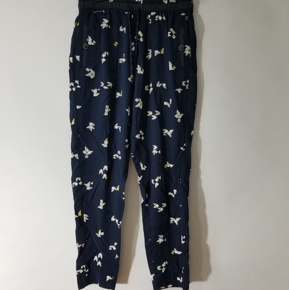 Anthropologie Hei Hei navy origami print pants XS